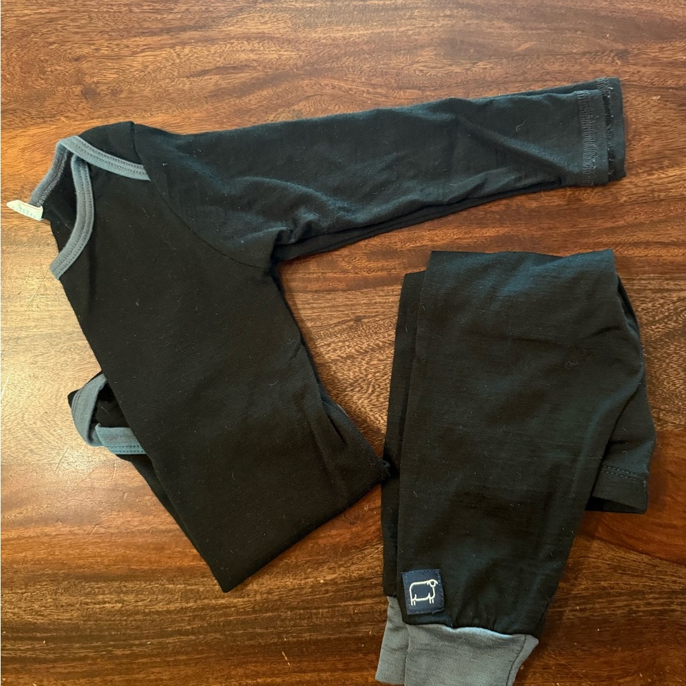 Wee Woolies baby merino wool base layer pajama set